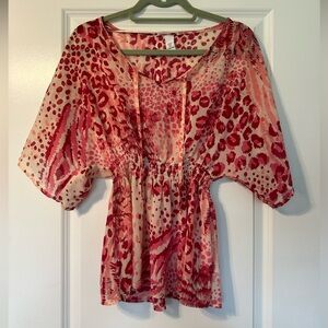 H&M Pink Mixed Animal Print Sheer Blouse. Size 2.